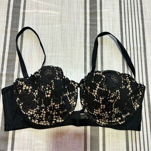 Victoria's Secret Very Sexy lined balconet Black Lace Bra 36D